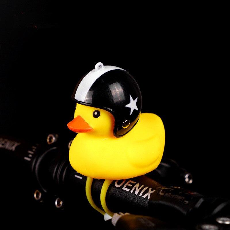 2020 Cartoon Bicycle Bells Yellow Silica Gel Duck Helmet Head Light Shining Mountain Bike Handlebar Duck Light Bell Accessories