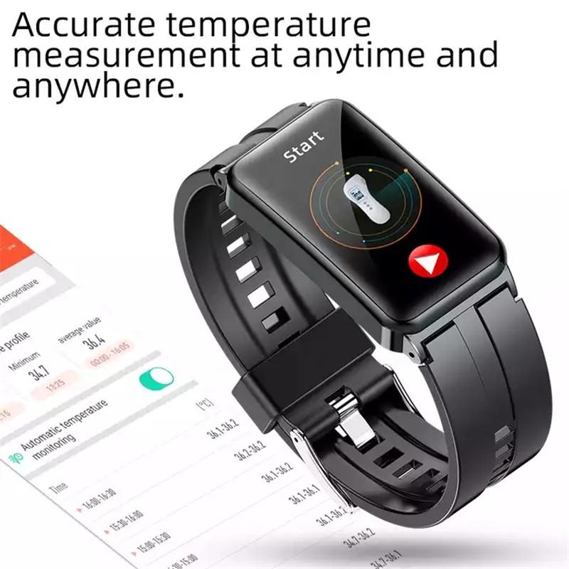 EP01 Đồng hồ thông minh đo đường huyết ECG HRV Vòng đeo tay thông minh theo dõi huyết áp nhiệt độ cơ thể cho nam nữ Màu sắc: Đen