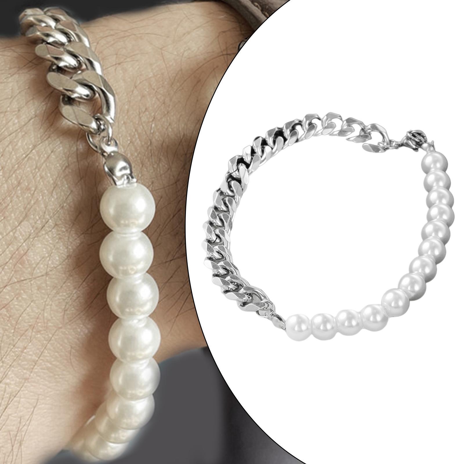 3 Pieces Adjustable Pearl Necklace Bracelet Kit Solid and Flexible Hip Hop