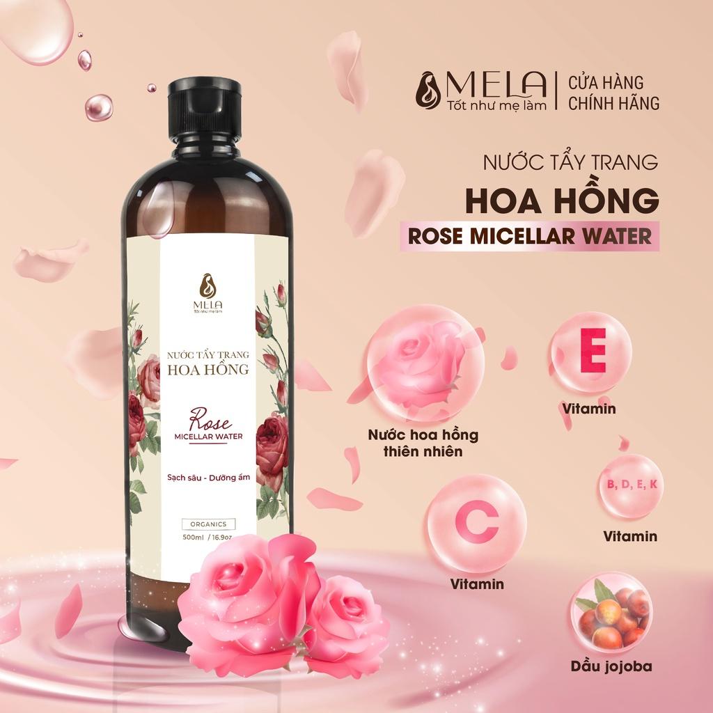 Nước Tẩy Trang Hoa Hồng MELA An Toàn Cho Da Dầu Mụn Làm Sạch Sâu Thoáng Lỗ Chân Lông 500ml - ML15