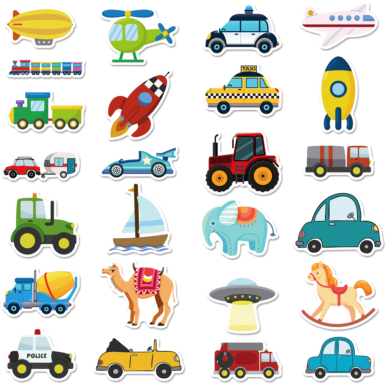 50 hình dán Sticker khối xây dựng máy xúc tự tạo Kiến thức trẻ em mẫu giáo phần thưởng trò chơi giao thông dán vali, guitar, ô tô, máy tính... không thấm nước