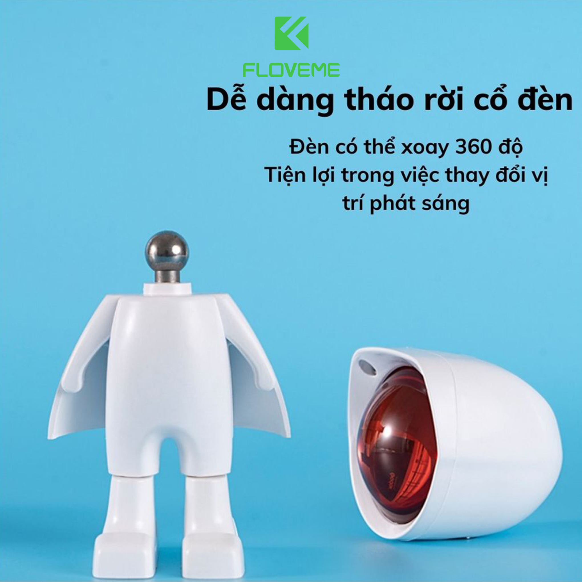 Đèn Hoàng Hôn FLOVEME , Đèn chiếu cầu vòng phi hành gia robot Màu Siêu Đẹp Dùng Quay Video livetream , Titok, chụp hình sống ảo - Hàng chính hãng