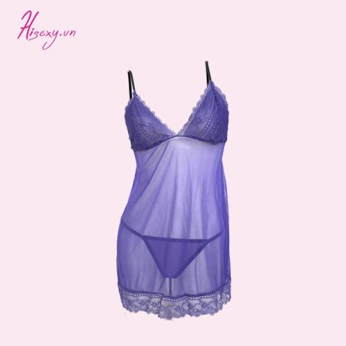 HISEXY Set Áo Khoác, Đầm Ngủ Ren Voan Lưới Có Quần Chip Mặc Nhà