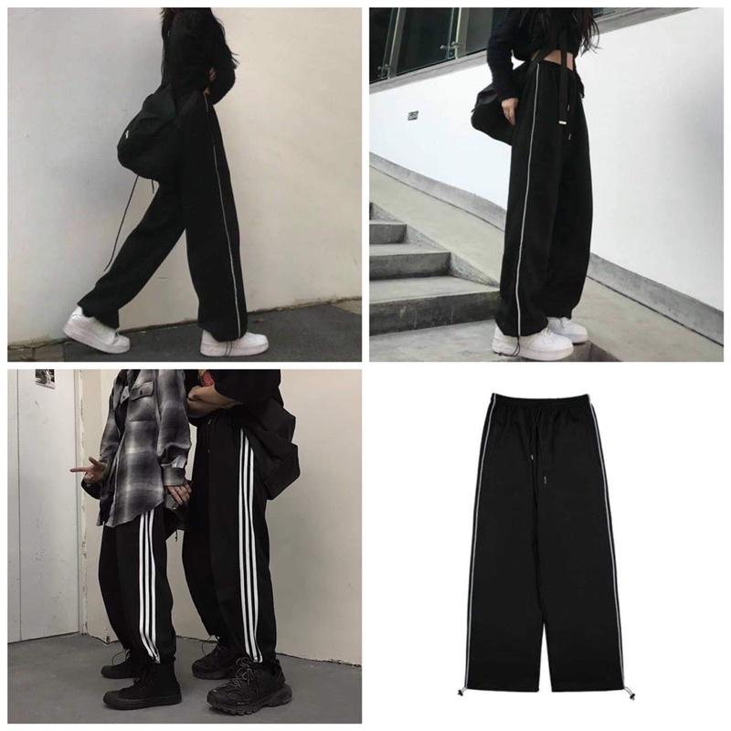 Quần thể thao sọc 1 mí/3 sọc rút gấu unisex chất nỉ tàu dày (annstore)