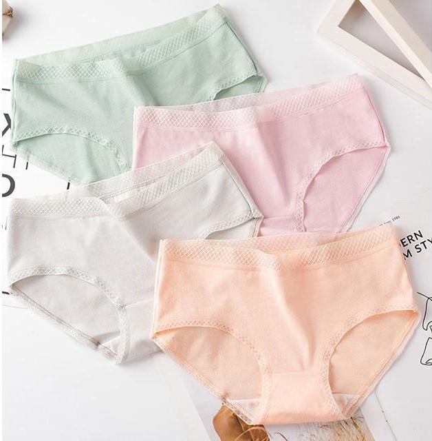 Combo 3 Quần lót cotton viền ren sexy quyến rũ thấm hút mồ hôi QC48 - giao màu ngẫu nhiên