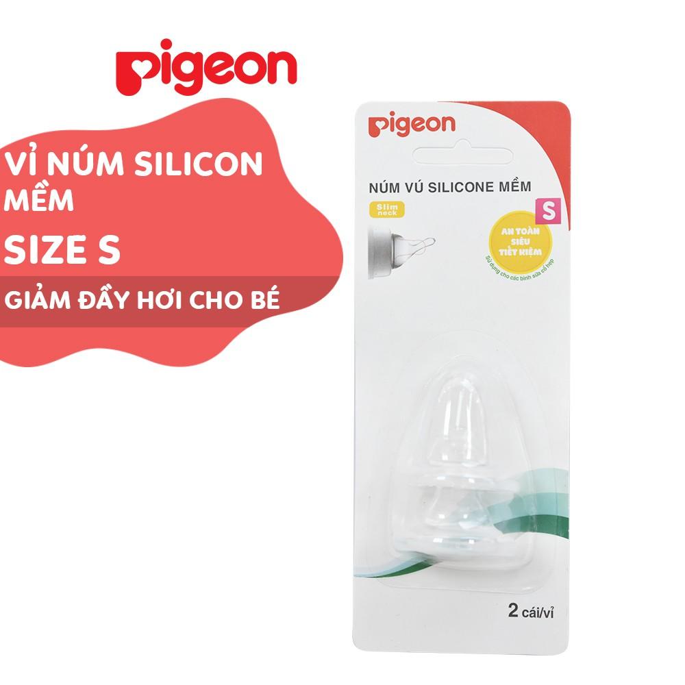 Núm vú cổ hẹp silicone mềm Pigeon