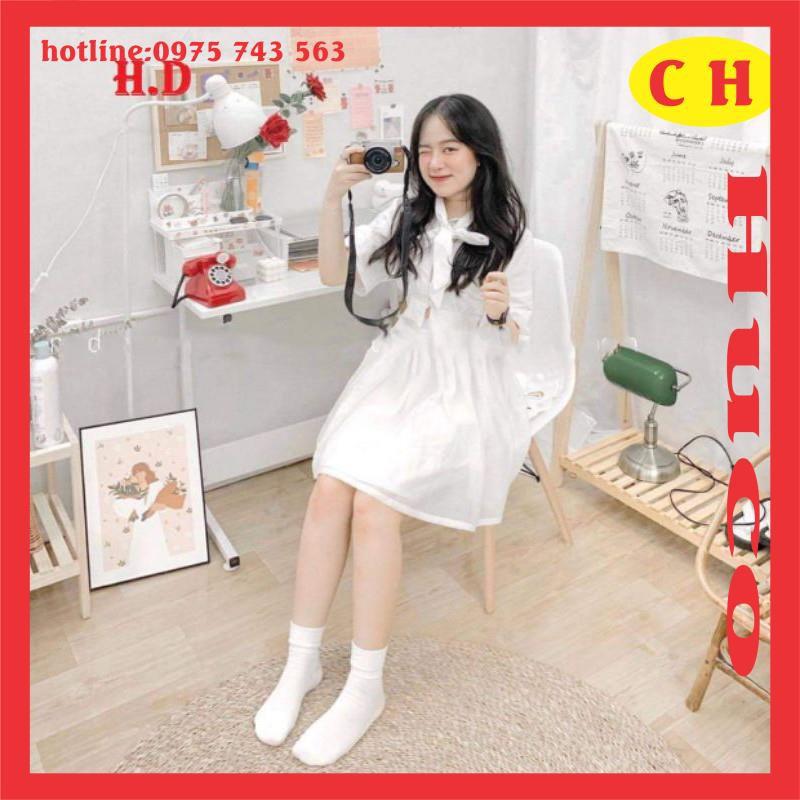 sét đầm nữsét trang phụcsét váy áo croptop buộc nơ mix chân váy 2 lớp vintage dáng ulzzang freesize