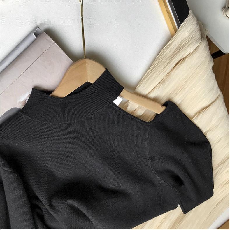 Áo Nỉ Nữ Hàn Quốc Dáng Cut Out Khoét Vai Dài Tay 4 Màu Cực Xinh