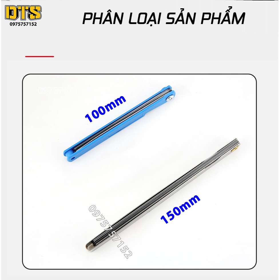 Thước căn lá 17 miếng cao cấp, thước lá chỉnh cò đo khe hở 0.02-1.00mm, dưỡng đo khe hở thép lò xo đàn hồi chính xác cao