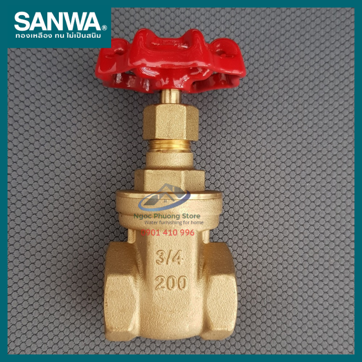 Van cửa đồng, van khóa nước SANWA THÁI LAN 21mm, 27mm, 34mm có hóa đơn VAT