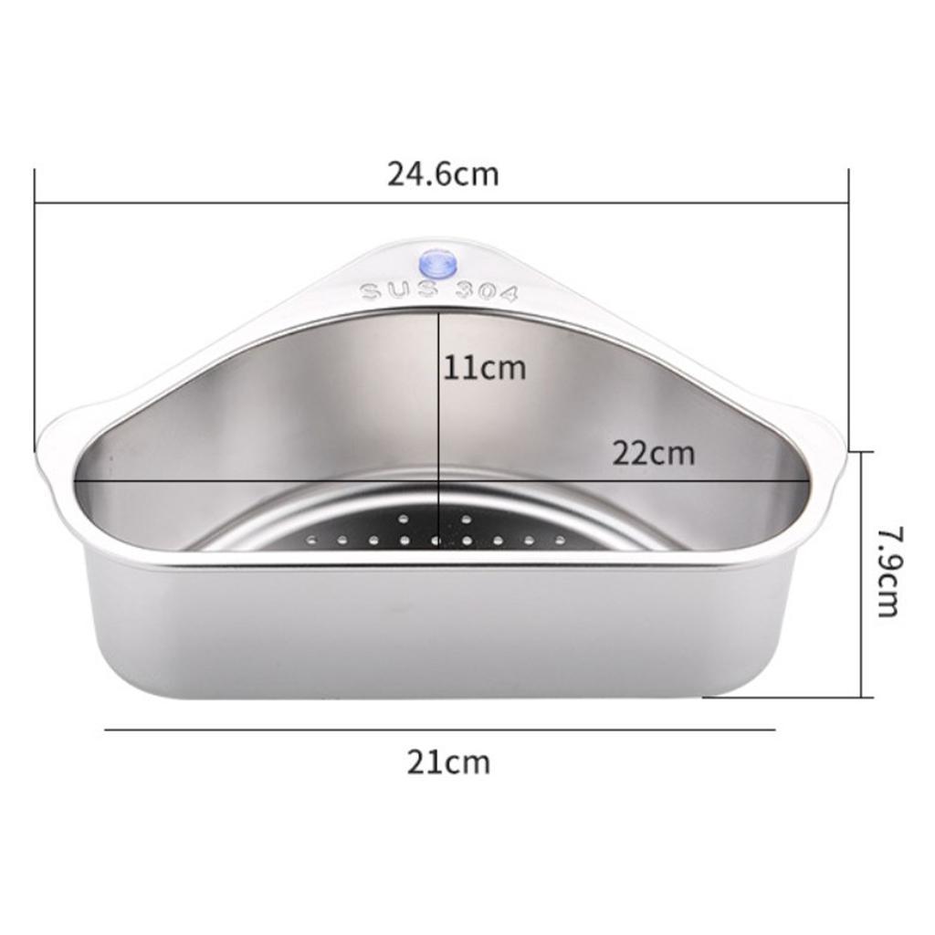 3X Stainless Steel Sink Drainage Basket with Suction Cup Corner Sink Strainer