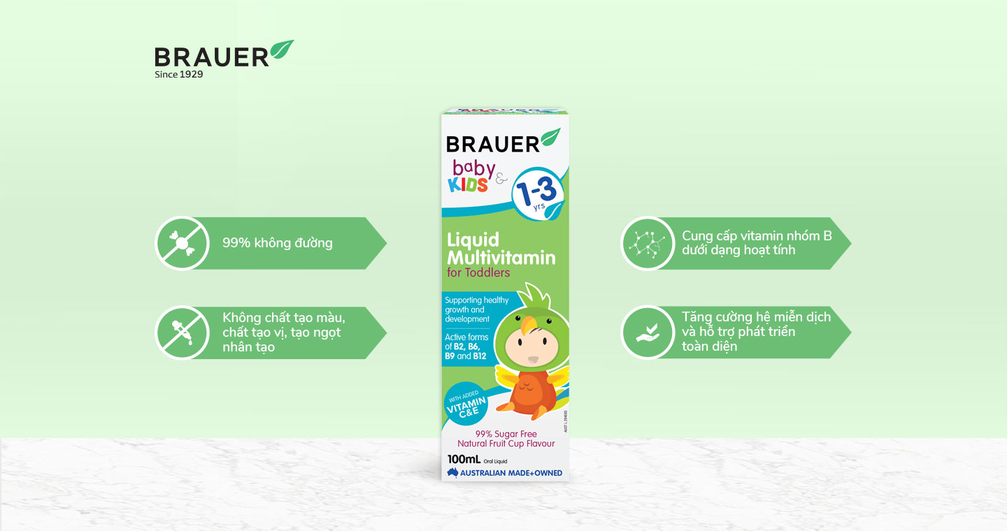 Vitamin tổng hợp cho trẻ Brauer Baby & Kids Liquid Multivitamin tăng sức đề kháng, cải thiện tình trạng biếng ăn, giúp trẻ ngủ ngon - Massel Official