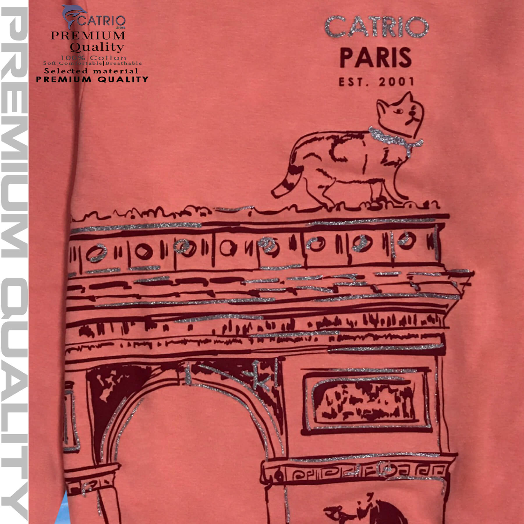 ÁO THU ĐÔNG BÉ GÁI CATRIO PARIS là áo thun cổ tròn tay dài vải 100% cotton an toàn cho bé gái từ 35kg đến 50kg dệt kiểu da cá mặc khi thời tiết lạnh thay thế cho áo len