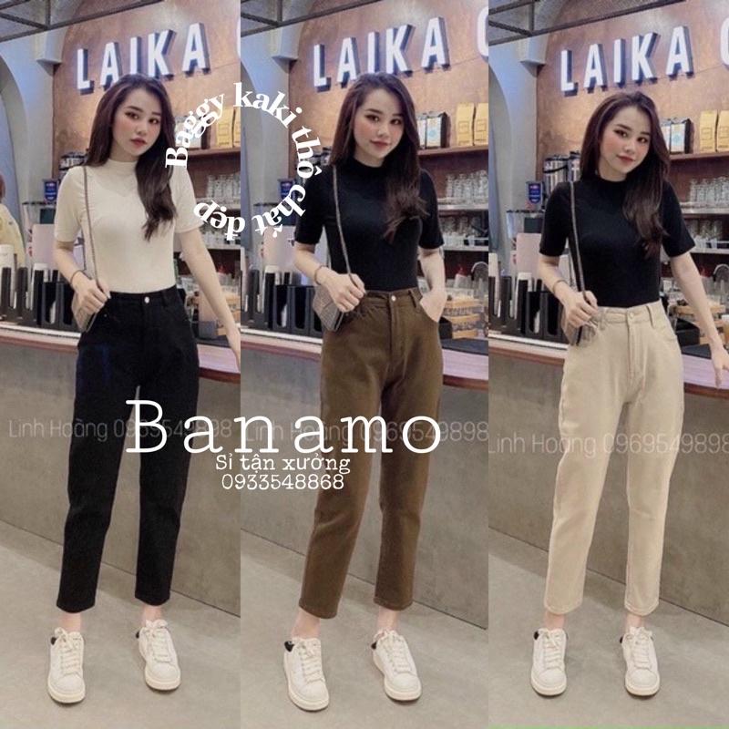 Quần jean dáng baggy co giãn hàng đẹp màu đen nâu kem thời trang 863