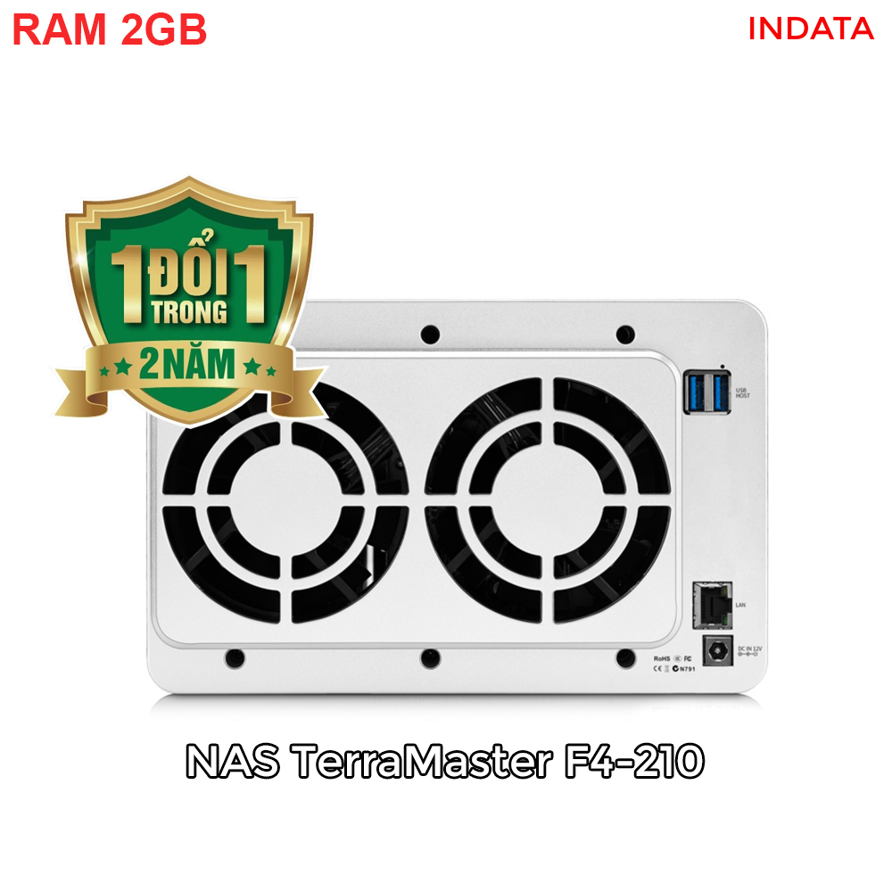 Bộ lưu trữ mạng NAS TerraMaster F4-210 Quad-core CPU, 2GB RAM, 4 khay ổ cứng RAID 0,1,5,6,10,JBOD,Single - Hàng chính hãng