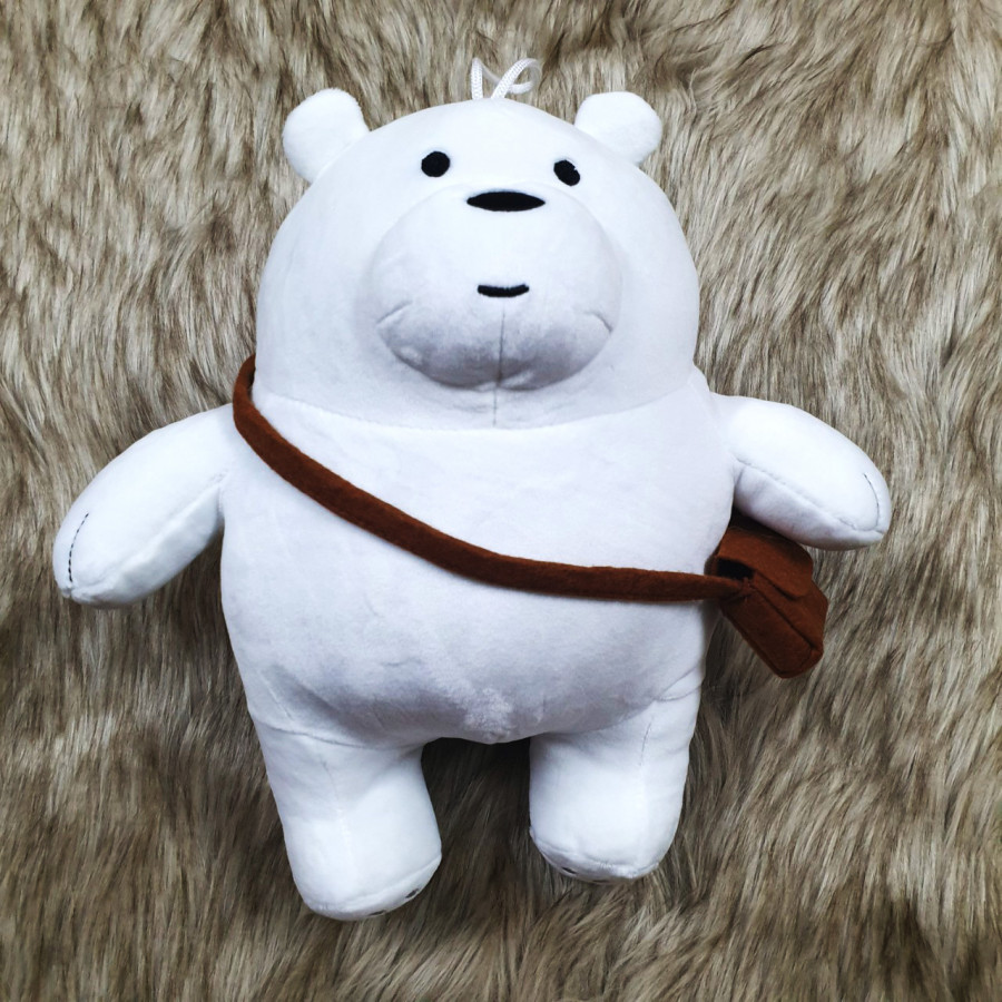 Gấu trúc we are bear màu trắng nhồi bông đeo cặp size 35cm