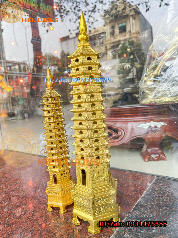 Tháp Văn Xương 13 Tầng Bằng Đồng Vàng Nguyên Chất Phong Thủy Cao 30cm, 40cm - Biểu Tượng Của Trí Tuệ