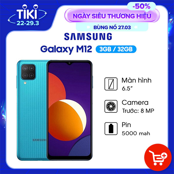 Điện Thoại Samsung Galaxy M12 (3GB/32GB) - Hàng Chính Hãng - ĐÃ KÍCH HOẠT BẢO HÀNH ĐIỆN TỬ