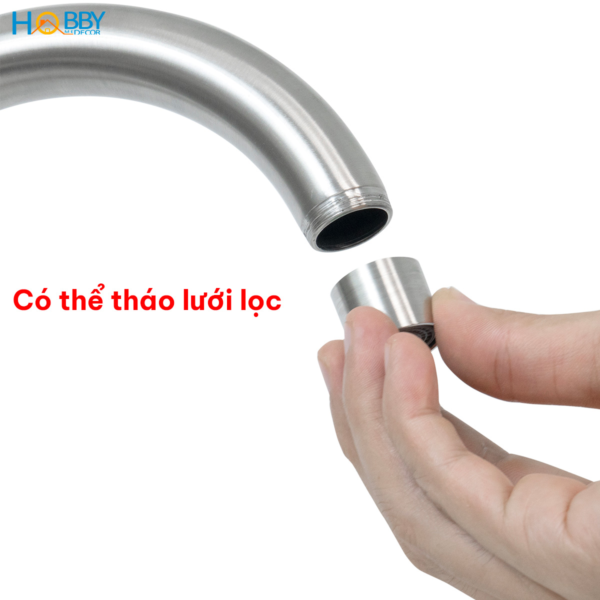 Vòi rửa chén bát lạnh gắn chậu inox 304 xoay tròn Hobby home decor RL1