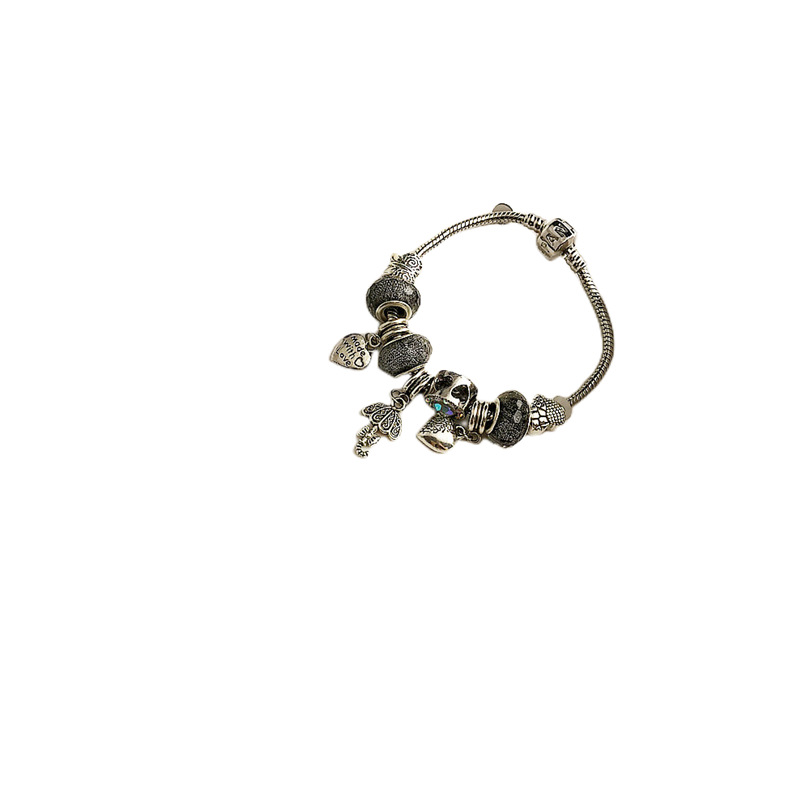 Vòng Tay Bạc Pan Nữ đính cườm S925 Bạc Retro DIY Glass Bead Bracelet - Hàng Cao Cấp- Cung Cấp Bởi AmandaC Life