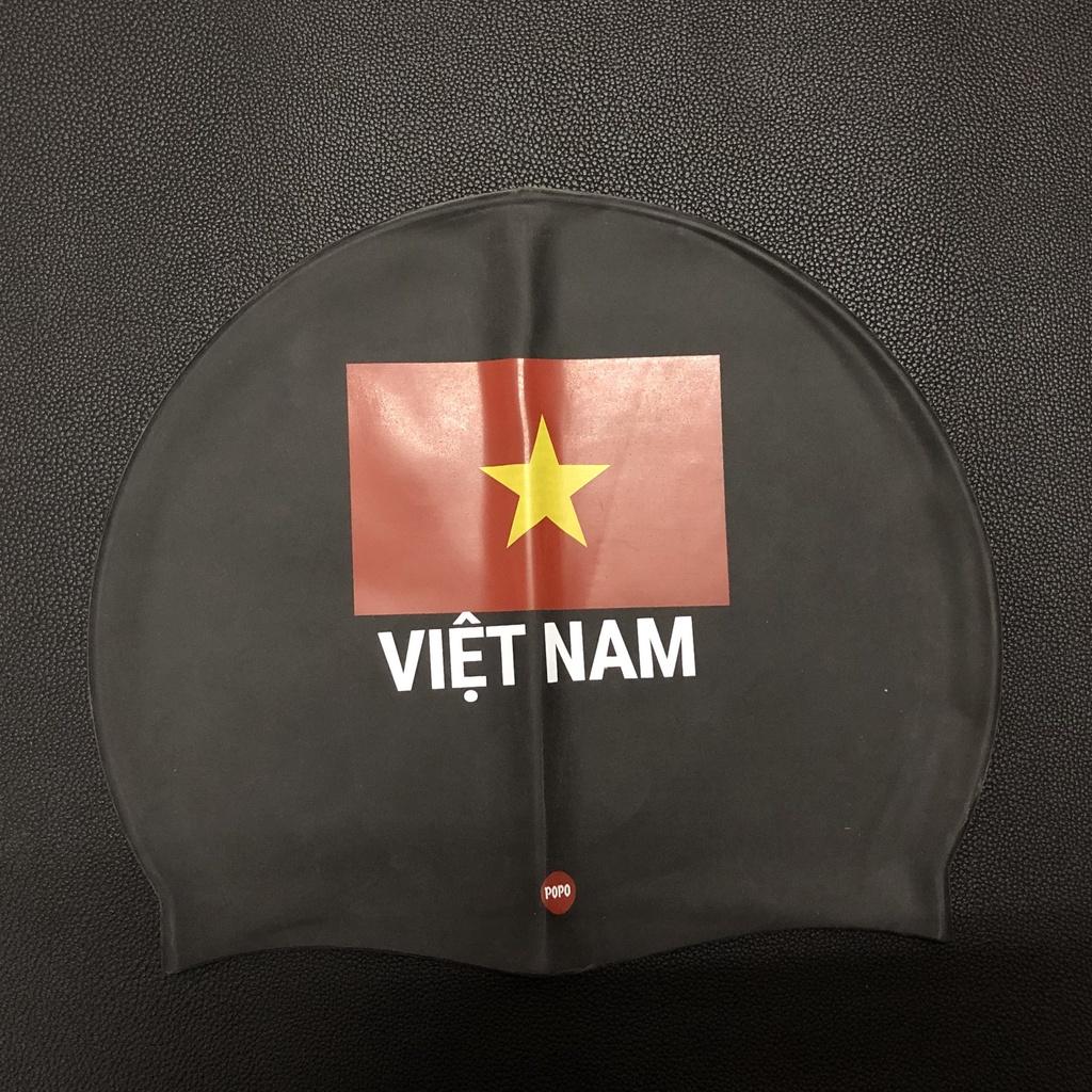 Mũ bơi người lớn silicone in Cờ Việt Nam chống nước tuyệt đối khi thi đấu CA40 chính hãng SPORTY
