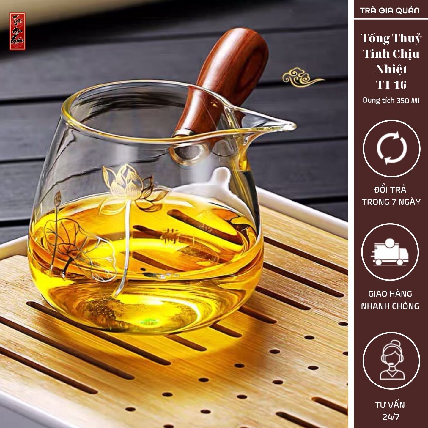 TT 16 Tống Trà Thủy Tinh Chịu Nhiệt Cao Cấp Dung Tích 350 ml