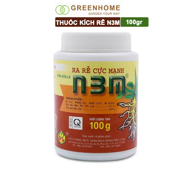 Thuốc kích rễ N3M, chai 100ml, siêu ra rễ, giâm, chiết cành, ngâm hạt giống |Greenhome