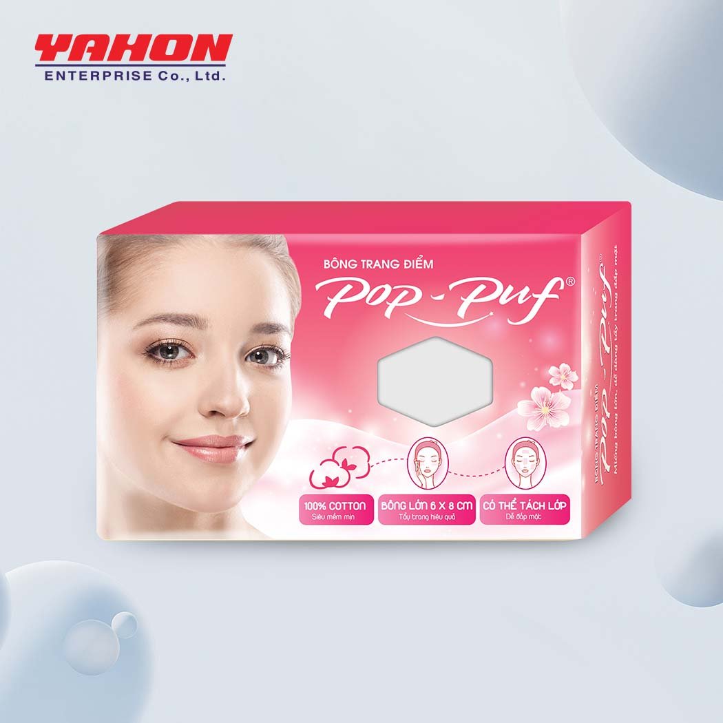 Hộp Bông Tẩy Trang POP-PUF 6*8cm, 50 Miếng/Hộp