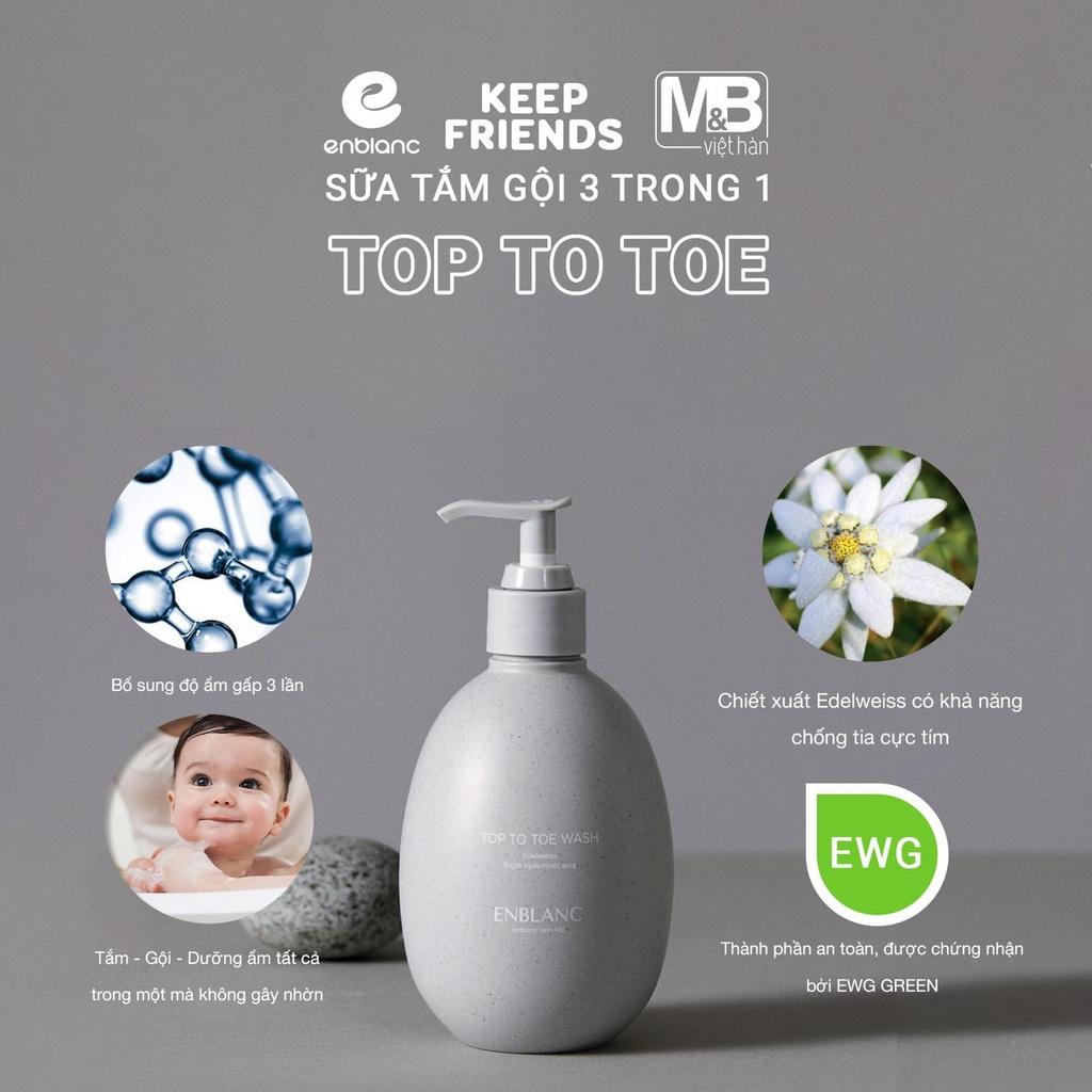 ( Tặng Khăn Ướt Lớn ) Sữa Tắm Gội Cho Bé 3 Trong 1 Cao Cấp Hàn Quốc ENBLANC Top To Toe 480ml An Toàn Dịu Nhẹ Dưỡng Âm Sâu