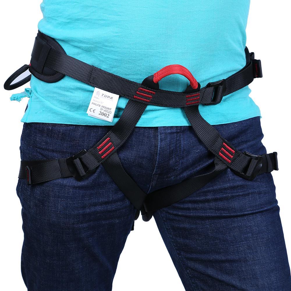 Premium Rock Climbing Half Body Harness Safety Seat Sitting Bust Belt for Outdoor Sports Mountaineering Downhill Tree Arborist Rappelling Rescue Gear Equipment