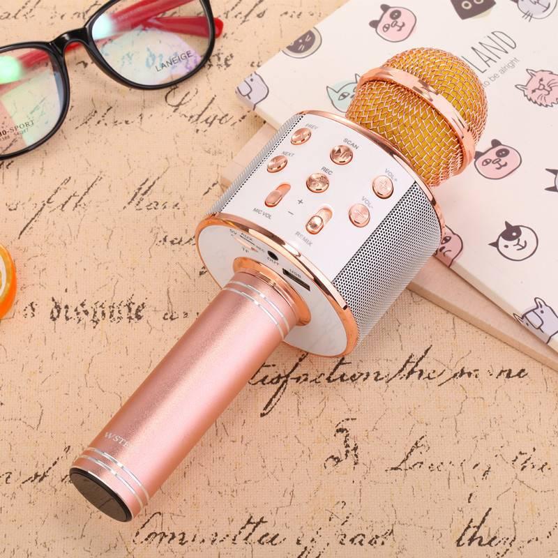 Phong cách mới nhất của trẻ em micro micro không dây với khuếch đại có thể sạc lại hát karaoke máy học hát đồ chơi âm nhạc trẻ em KTV