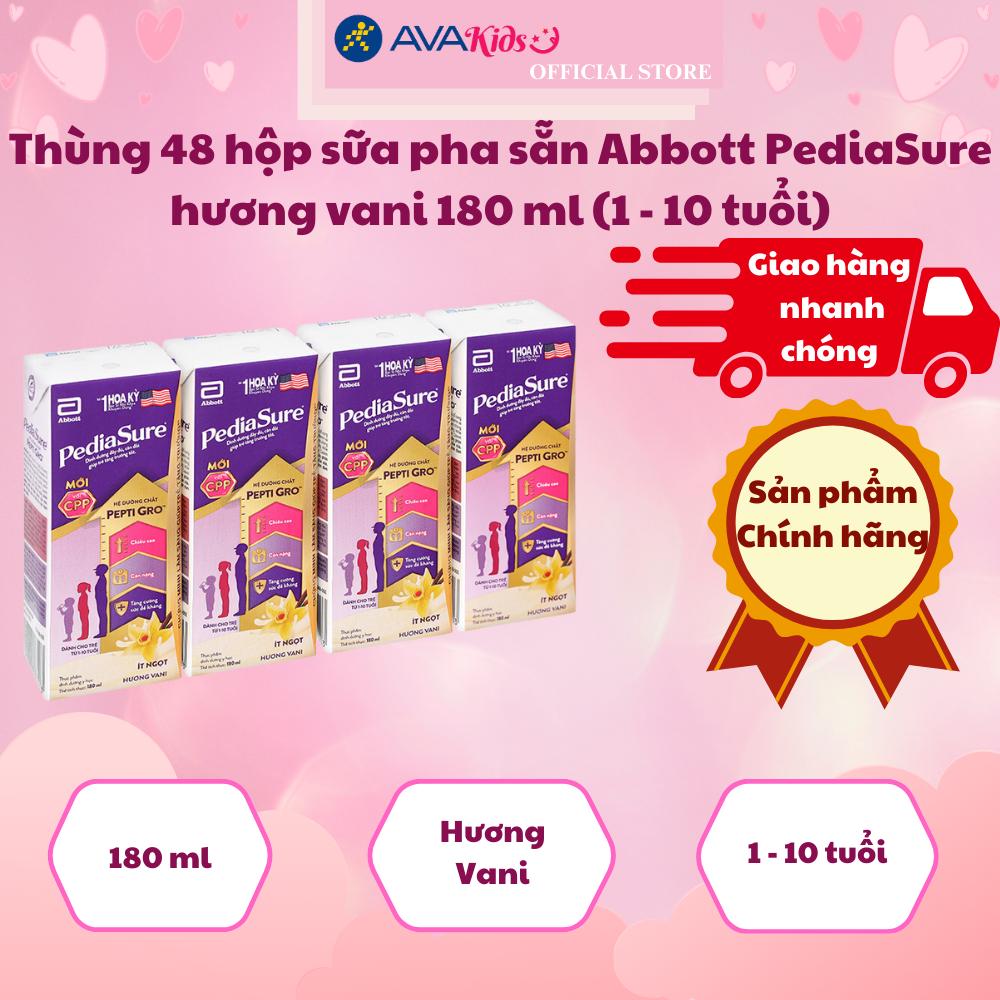 Thùng 48 hộp sữa pha sẵn Abbott PediaSure hương vani 180 ml (1 - 10 tuổi)