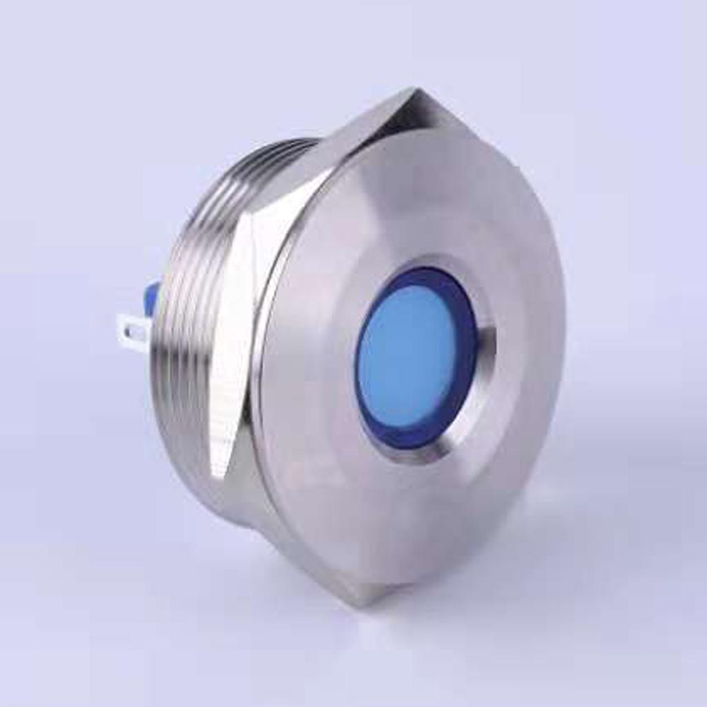 28mm 12V LED Xanh Dương IP67 Kim Loại Phi Tín Hiệu Đèn báo IB28B-FJ-D