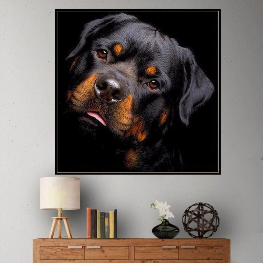 DIY Diamond Painting Kit Full Black Dog 5D Rhinestone Embroidery Home Decor