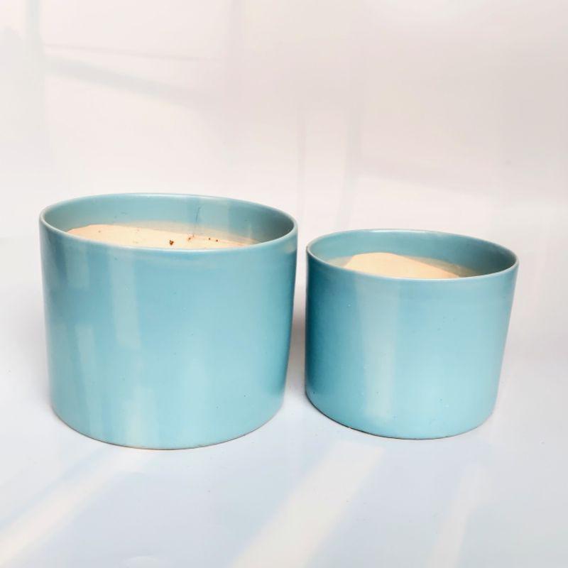 Chậu sứ trồng cây hình trụ trơn, men lạnh, nhiều màu sắc