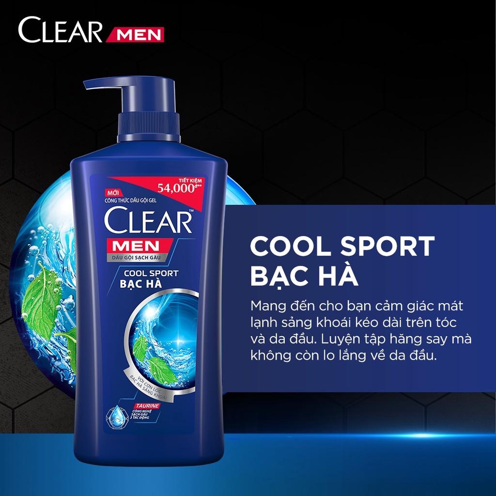 Combo 2 Dầu gội ClearMEN Cool Sport Bạc Hà 630g