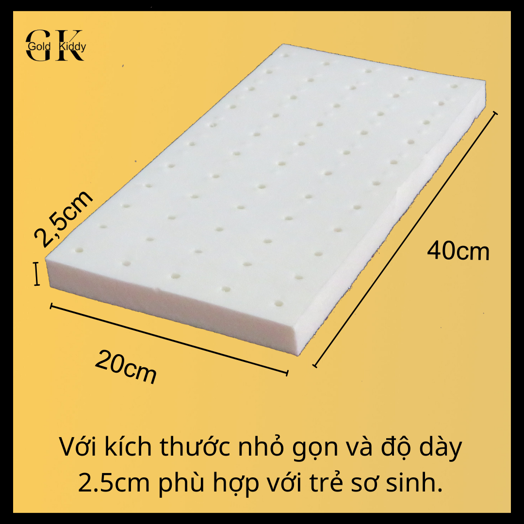 Gối cao su thiên nhiên trẻ em Gold Kiddy 20x40x2.5cm