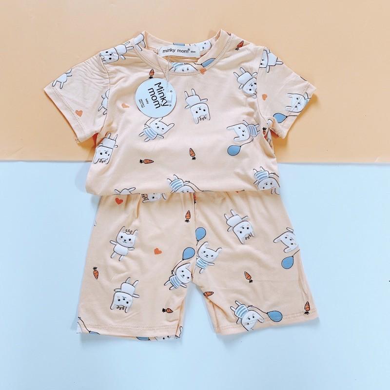 BỘ TAY NGẮN THUN LẠNH MINKYMOM Ô TÔ TRẮNG SƯ TỬ XANH CHO BÉ TỪ 8 - 19kg