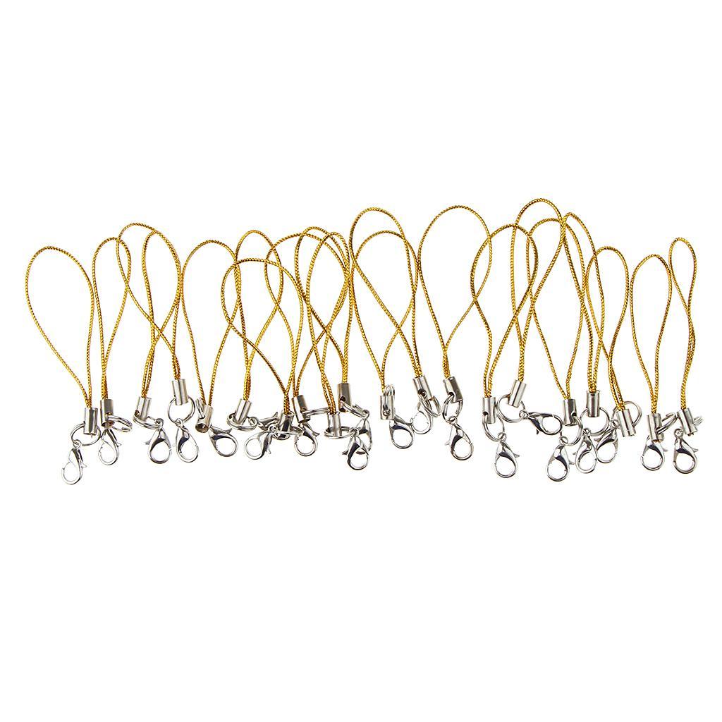 2-5pack 20pcs DIY Mobile Cellphone Keychain Lanyard Charms DIY Rope Gold