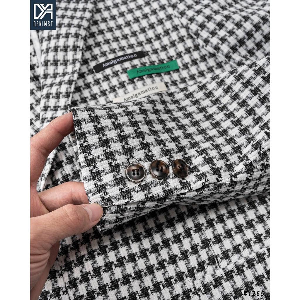 Áo Blazer Nam Kẻ AMAL DENIMST F1265 Chất Dạ, Mềm Mại, Dáng Suông