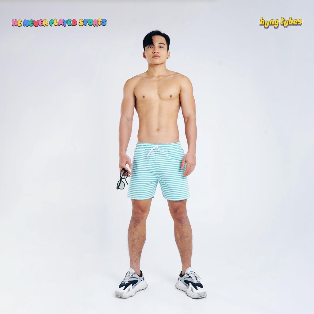 Ba lỗ đen không đường may chất cotton, Quần sọc đi biển Hungtubes