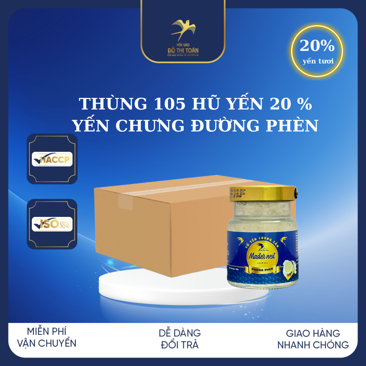 105 hũ 20% Yến Chưng Chọn Vị - Yến sào Đỗ Thị Toán