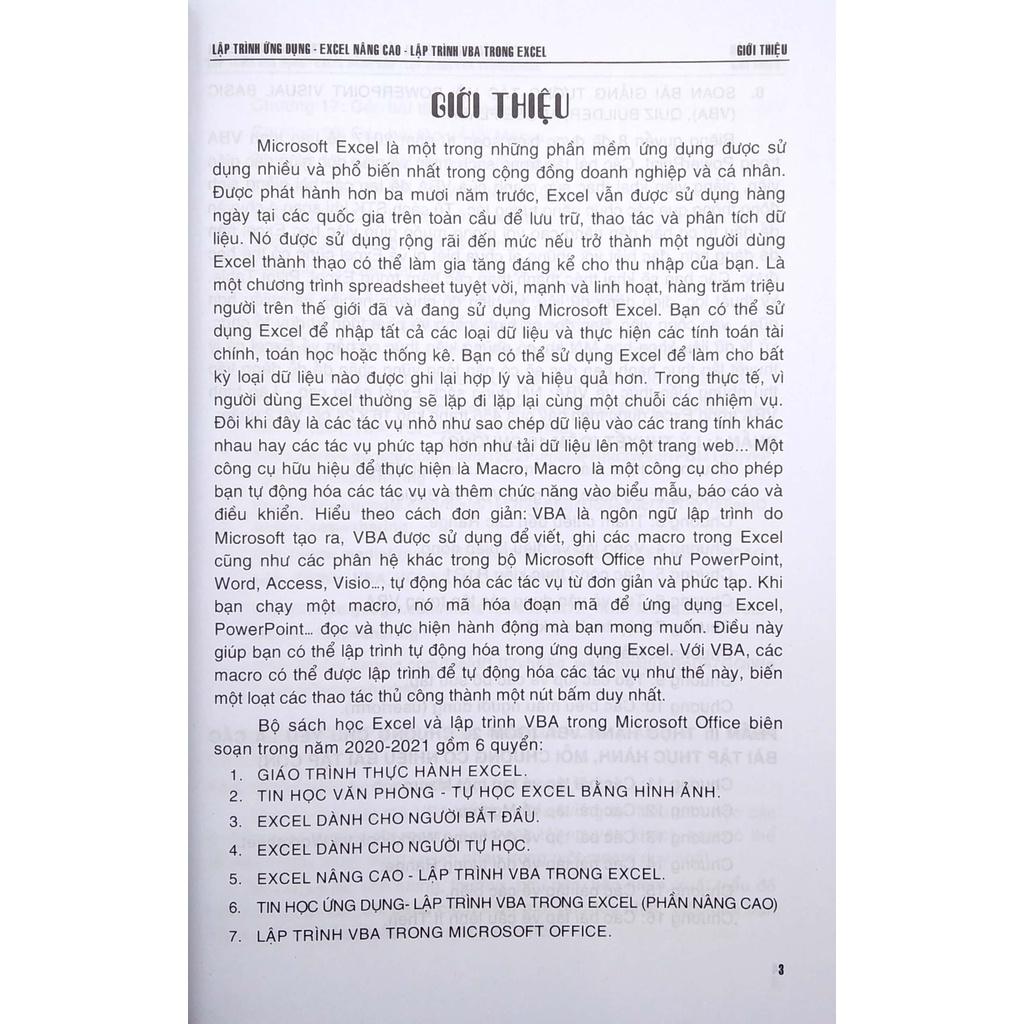 Lập Trình Ứng Dụng - Excel Nâng Cao: Lập Trình VBA Trong Excel Dùng Cho Các Phiên Bản 2021 - 2019 - 2016