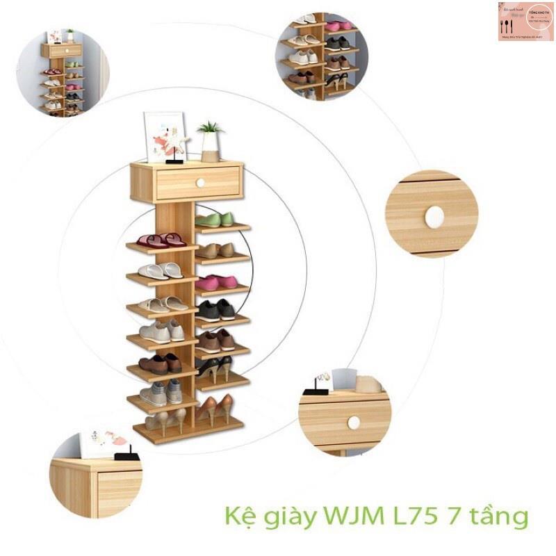 Kệ để giày dép gỗ thông minh, Kệ để giày có ngăn kéo, Tủ để giày 7 tầng bằng gỗ