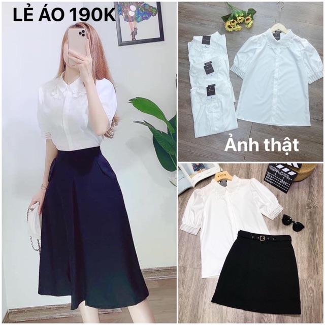 Sơ mi nữÁo sơ mi phối cổ ren tay bồng cao cấp️
