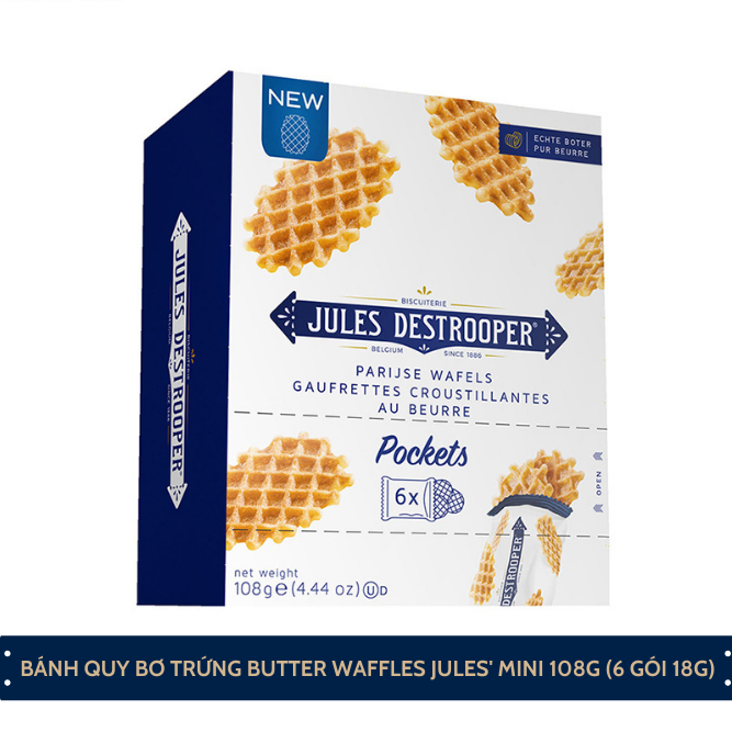 Bánh quy bơ trứng Butter Waffles Jules' Mini 108g (6 gói 18g)