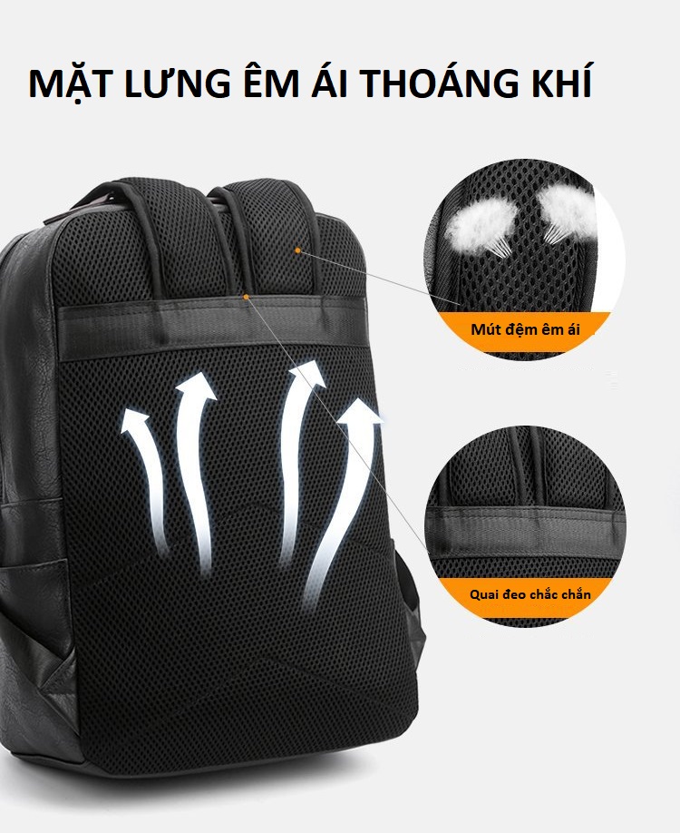 Balo da nam thời trang, balo nam chất da dày đẹp, Phù hợp đi làm, đi học, đựng laptop