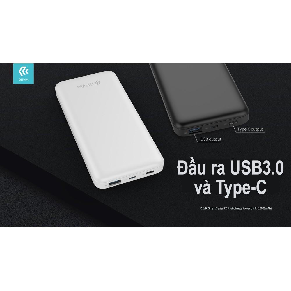 Pin dự phòng chính hãng Devia 10.000 mAh sạc nhanh PD 18W chính hãng