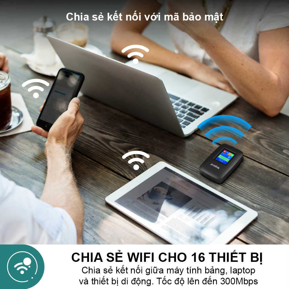 Bộ phát Wifi di động PROLiNK DL7202 dùng SIM 4G LTE 150Mbps, pin 3000mAH lên tới 12h, TFT 1.44&quot;, hỗ trợ 185 quốc gia - Hàng chính hãng