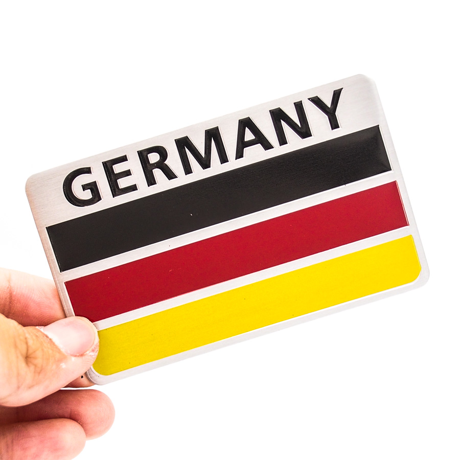 Sticker hình dán metal cờ Đức - miếng lẻ - Chữ nhật 8x5cm